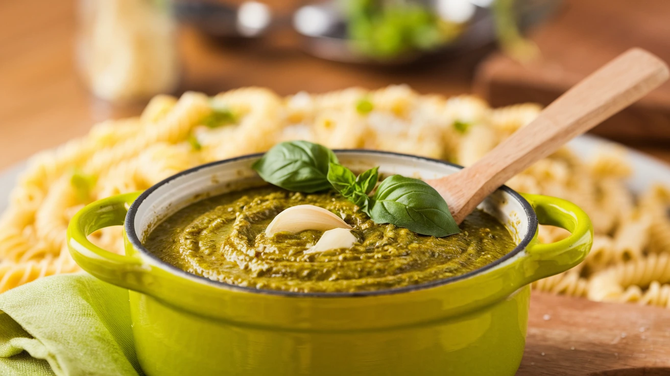 Bol de velouté crémeux préparé à partir de queues d'asperges, garni de pointes d'asperges et de crème fraîche