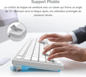Clavier et souris sans fil ergonomiques – setup home office minimaliste